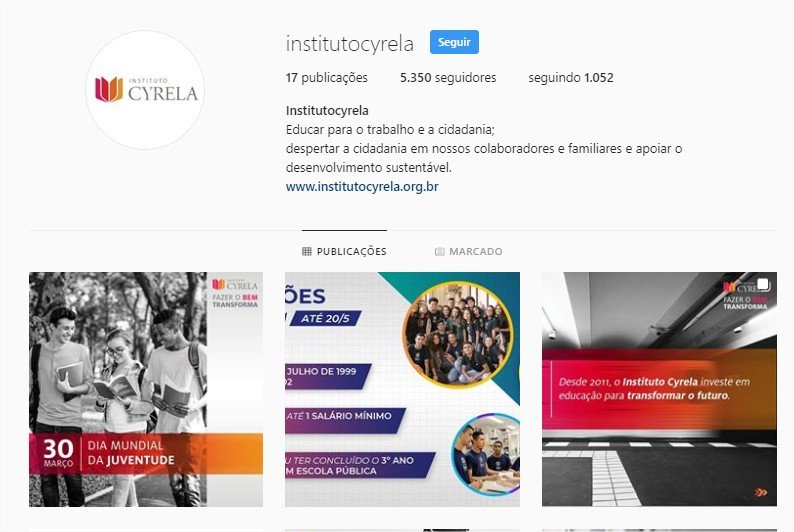 instagram instituto cyrela redes sociais
